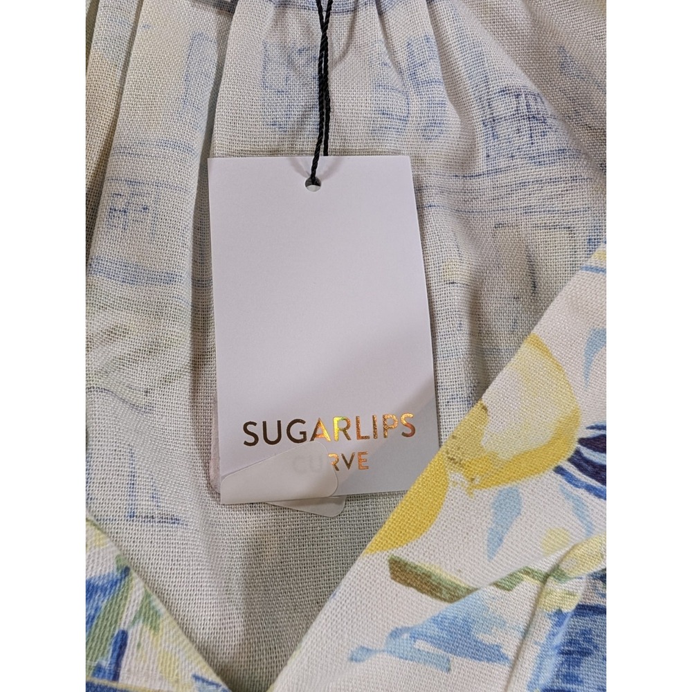 Women's 3X Sugarlips Amalfi Coast Lemon Puff Sleeve Top Blouse Rayon Linen - Picture 9 of 12